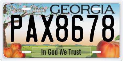 GA license plate PAX8678