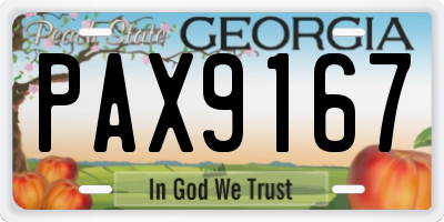 GA license plate PAX9167