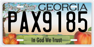 GA license plate PAX9185