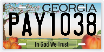 GA license plate PAY1038