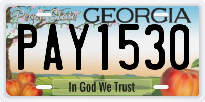 GA license plate PAY1530