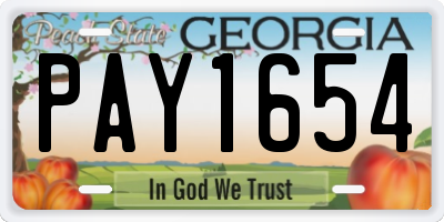 GA license plate PAY1654