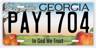 GA license plate PAY1704