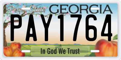 GA license plate PAY1764