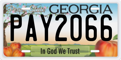 GA license plate PAY2066