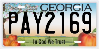 GA license plate PAY2169