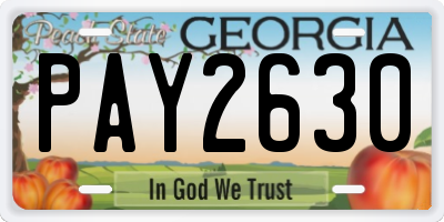 GA license plate PAY2630