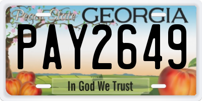GA license plate PAY2649