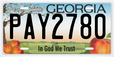 GA license plate PAY2780