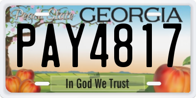 GA license plate PAY4817