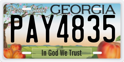 GA license plate PAY4835