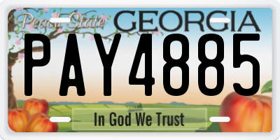 GA license plate PAY4885