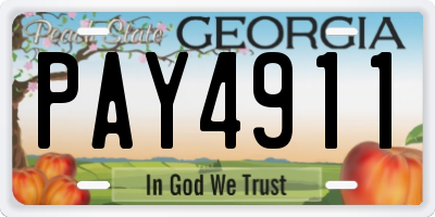 GA license plate PAY4911