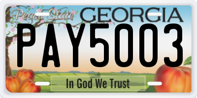 GA license plate PAY5003