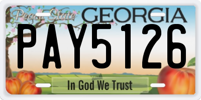 GA license plate PAY5126