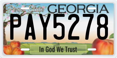 GA license plate PAY5278