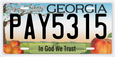 GA license plate PAY5315