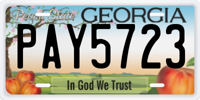 GA license plate PAY5723