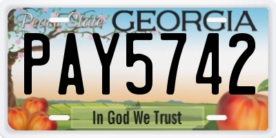 GA license plate PAY5742
