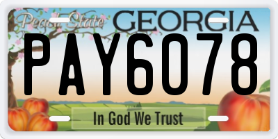 GA license plate PAY6078