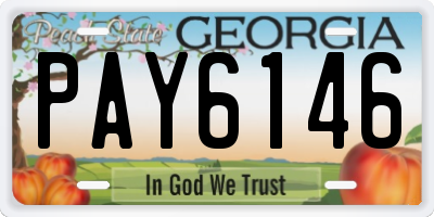 GA license plate PAY6146
