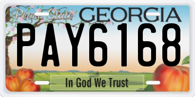GA license plate PAY6168