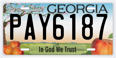 GA license plate PAY6187