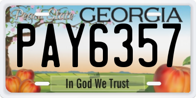 GA license plate PAY6357