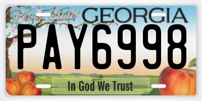 GA license plate PAY6998