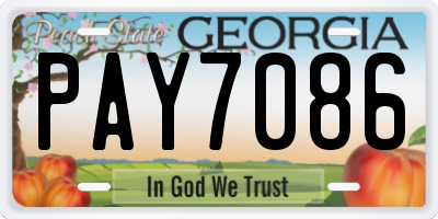 GA license plate PAY7086