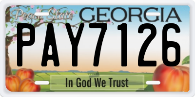 GA license plate PAY7126