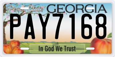 GA license plate PAY7168