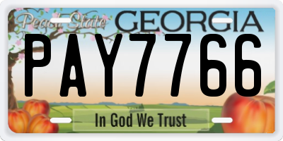 GA license plate PAY7766