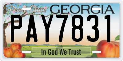 GA license plate PAY7831