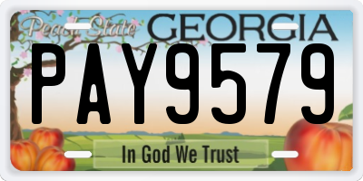 GA license plate PAY9579