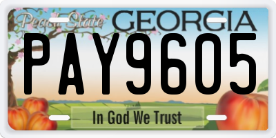 GA license plate PAY9605