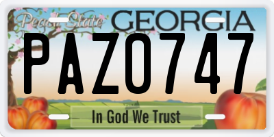 GA license plate PAZ0747