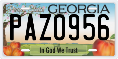 GA license plate PAZ0956