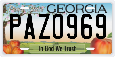 GA license plate PAZ0969
