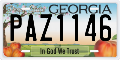 GA license plate PAZ1146