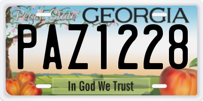 GA license plate PAZ1228