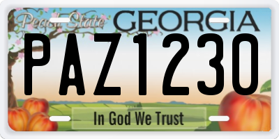 GA license plate PAZ1230