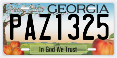 GA license plate PAZ1325