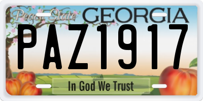 GA license plate PAZ1917