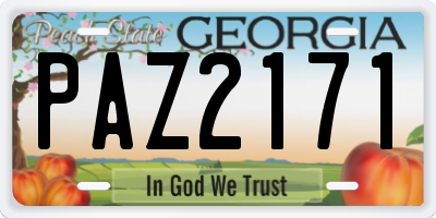 GA license plate PAZ2171