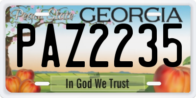 GA license plate PAZ2235