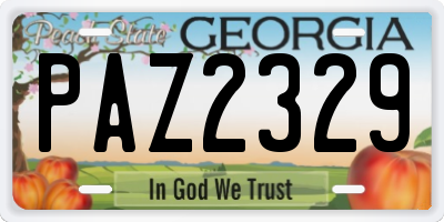 GA license plate PAZ2329