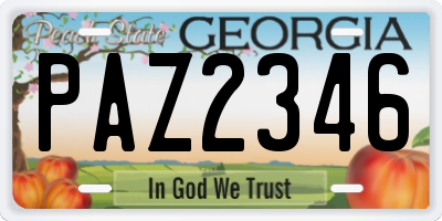 GA license plate PAZ2346