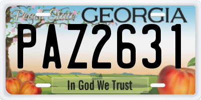 GA license plate PAZ2631