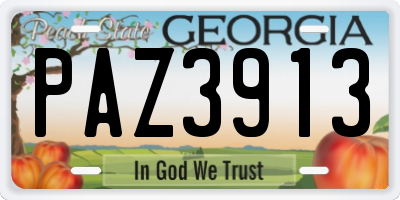 GA license plate PAZ3913